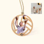 Personalisierte Foto Sport Volleyball Holz Ornament mit Namen Weihnachtsgeschenk für Sportler Volleyball-Liebhaber