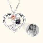 Personalised Rose Cross Heart-shaped Micro-Carved Photo Projection Necklace Birthday Anniversary Gift for Woman
