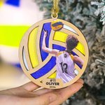 Personalisierte Foto Sport Volleyball Holz Ornament mit Namen Weihnachtsgeschenk für Sportler Volleyball-Liebhaber