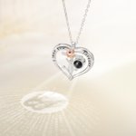 Personalised Rose Cross Heart-shaped Micro-Carved Photo Projection Necklace Birthday Anniversary Gift for Woman