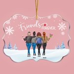 Ornement en Acrylique Personnalisé avec 2-8 Personnages Dessin Thème Friends Forever Décro de Maison Cadeau Anniversaire Noël pour Amis Sœurs