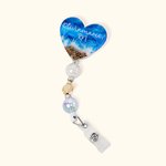 Enrouleur de badge en acrylique rétractable et perlé personnalisé Coeur de l'océan Cadeau d'anniversaire pour infirmière Médecin
