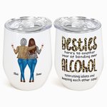 Personalised Besties Alcohol Tolerating Bonding Over 12oz Wine Tumbler Friennship Birthday Gift for Friends