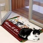 Personalized Welcome To Our House The Humans Just Live Here Door Mat  Birthday Christmas Gift for Dog Cat Lover