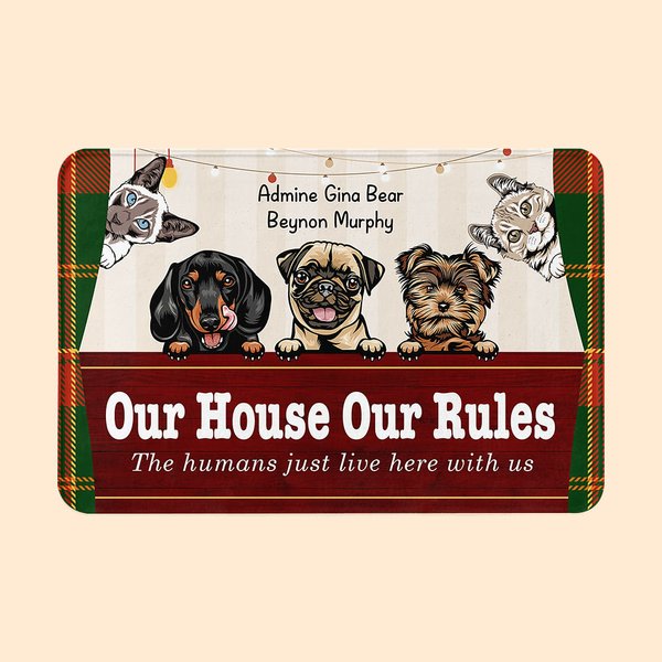 Personalised My House My Rules Cute Dog Cat Door Mat Home Decoration Gift for Pet Lover Owner