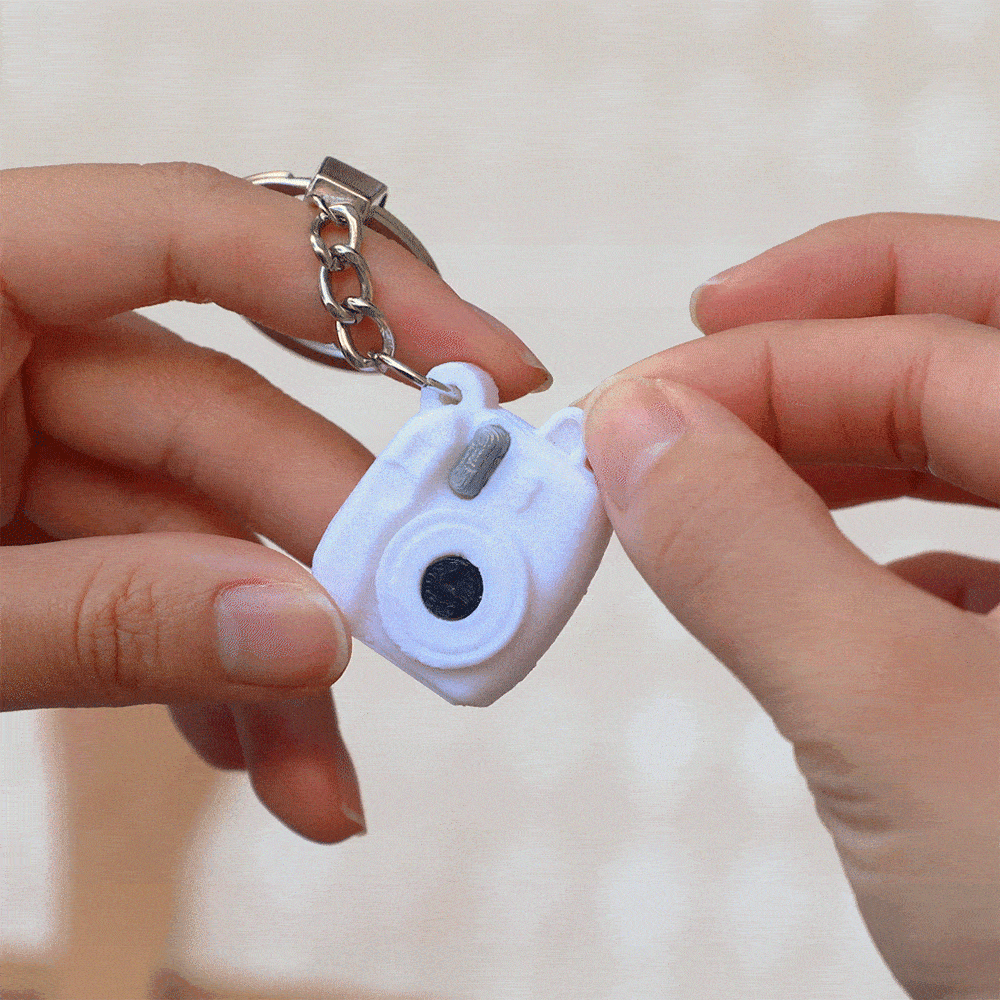 Porte-clés Personnalisé avec Photo Amovible Accessoire Breloque Caméra d'Impression 3D Cadeau Anniversaire pour Ami Famille Amoureux de Photographie