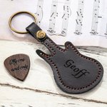 Plettro per chitarra in legno inciso personalizzato Custodia in pelle a forma di chitarra Portachiavi con testo Regalo di Natale per chitarrista music