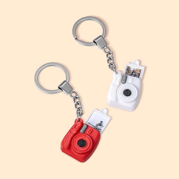 Porte-clés Personnalisé avec Photo Amovible Accessoire Breloque Caméra d'Impression 3D Cadeau Anniversaire pour Ami Famille Amoureux de Photographie