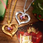 Personalized Forever Together Heart Pendant Sterling Silver Necklace with Double Birthstones and Engraved Names Valentine's Day Gift for Women