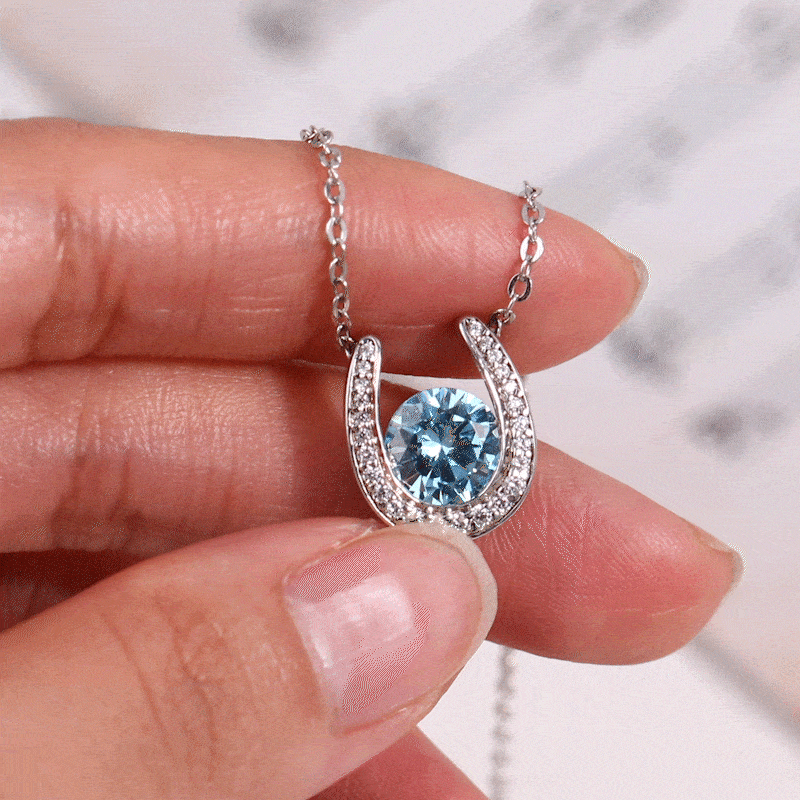 Collier en Argent Sterling Personnalisé Pendentif de Pierre de Naissance en ZC Cadeau de Noël et d'Anniversaire pour Femmes Filles et Mères