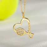 Henkilökohtainen Sterling Silver Sydämen muotoinen tennismaila kaulakoru nimi syntymäpäivä joukkue lahja tennis rakastaja