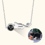 Personalisierte verspielte Katze Foto Projektion Halskette mit Ich liebe dich in 100 Sprachen und Name Geburtstag Memorial Geschenk für Katzenliebhabe