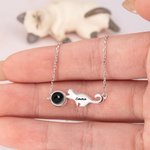 Personalisierte verspielte Katze Foto Projektion Halskette mit Ich liebe dich in 100 Sprachen und Name Geburtstag Memorial Geschenk für Katzenliebhabe