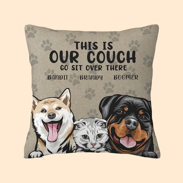 Henkilökohtainen Tämä on minun sohva Go Sit Over There Paw Print Throw Pillow Cover Söpö koira kissa koti sisustus syntymäpäivälahja lemmikkieläinten rakastaja omistaja