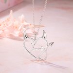 Personalizado Gothic Devil Heart Collar Colgante con Nombre Zircon Statement Jewelry Unique Birthday Gift for Her
