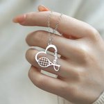 Henkilökohtainen Sterling Silver Sydämen muotoinen tennismaila kaulakoru nimi syntymäpäivä joukkue lahja tennis rakastaja