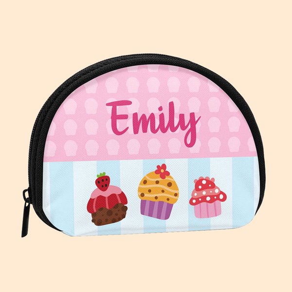 Personalized Colourful Butterflies Cupcakes Kids Coin Wallet with Name Birthday Gift for Girls