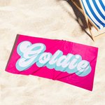 Toalla de playa suave de secado rápido personalizada con nombre Multicolor Retro Fiesta en la playa Accesorios Cumpleaños Verano Regalo para la familia Amigo