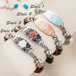 Gepersonaliseerde Tiger Stone Medische Alarm Armband Gegraveerd met Medisch Symbool en Tekst Cadeau voor Familie Vriend met Diabetes Epilepsie Autisme en Meer