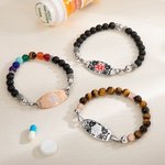 Gepersonaliseerde Tiger Stone Medische Alarm Armband Gegraveerd met Medisch Symbool en Tekst Cadeau voor Familie Vriend met Diabetes Epilepsie Autisme en Meer