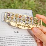 Segnalibro in metallo personalizzato Nana's Garden Birth Flower con nome inciso Regalo per la festa della mamma per la nonna madre amante dei libri
