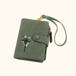 Portafoglio in pelle personalizzato a tre ante con fiore di nascita e portamonete Regalo di compleanno per donna