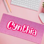 Tapis de souris personnalisé antidérapant Mode Rose avec nom Accessoire de bureau Cadeau pour elle