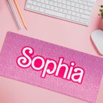 Tapis de souris personnalisé antidérapant Mode Rose avec nom Accessoire de bureau Cadeau pour elle