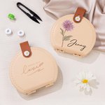 Personalized Birth Flower Portable Sewing Kit Set Storage Box with Name Birthday Gift for Tailor Lover