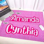 Tapis de souris personnalisé antidérapant Mode Rose avec nom Accessoire de bureau Cadeau pour elle