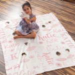 Gepersonaliseerd Schattig Roze Ballet Meisjes Zacht Deken Met Naam Verjaardagscadeau voor Kleine Meisjes Ballerina Dansliefhebber