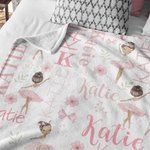 Gepersonaliseerd Schattig Roze Ballet Meisjes Zacht Deken Met Naam Verjaardagscadeau voor Kleine Meisjes Ballerina Dansliefhebber