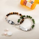 Gepersonaliseerde Tiger Stone Medische Alarm Armband Gegraveerd met Medisch Symbool en Tekst Cadeau voor Familie Vriend met Diabetes Epilepsie Autisme en Meer