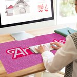 Tapis de souris personnalisé antidérapant Mode Rose avec nom Accessoire de bureau Cadeau pour elle