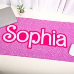 Tapis de souris personnalisé antidérapant Mode Rose avec nom Accessoire de bureau Cadeau pour elle