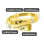 Anello personalizzato con due fiori di nascita e testo inciso Regalo di compleanno e anniversario per le donne