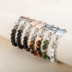 Gepersonaliseerde Tiger Stone Medische Alarm Armband Gegraveerd met Medisch Symbool en Tekst Cadeau voor Familie Vriend met Diabetes Epilepsie Autisme en Meer