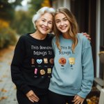 Personalized Cartoon Biscuit T-shirt Sweatshirt with Name and Title Family Biscuit Characters Costume Gift for Dad Mom Grandparents Bakery Lover