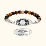 Gepersonaliseerde Tiger Stone Medische Alarm Armband Gegraveerd met Medisch Symbool en Tekst Cadeau voor Familie Vriend met Diabetes Epilepsie Autisme en Meer
