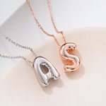 Personalised Bubble Letter Balloon 3D Necklace Initial Alphabet Birthday Valentine's Day Jewellery for Women Girls