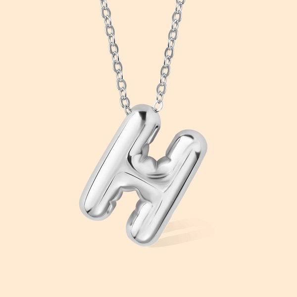 Personalised Bubble Letter Balloon 3D Necklace Initial Alphabet Birthday Valentine's Day Jewellery for Women Girls