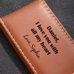 Fermasoldi magnetico in pelle personalizzato con testo Compleanno San Valentino Regalo per la festa del papà per il marito Fidanzato Papà