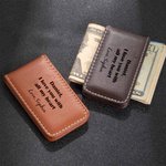 Fermasoldi magnetico in pelle personalizzato con testo Compleanno San Valentino Regalo per la festa del papà per il marito Fidanzato Papà
