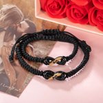 Personalized Buffalo Bone Infinity Adjustable Bracelet with Engraved Monogram Valentine's Day Gift for Couple