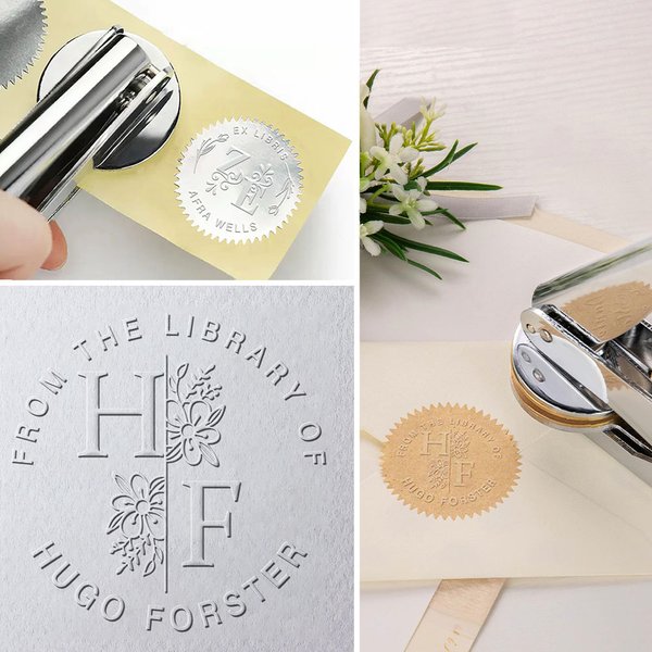Gepersonaliseerd boek Embosser stempel Ex Libris Bibliotheek Embossing stempel Hand Held Embosser met initialen & naam Kerstcadeau voor boekenliefhebber lezer