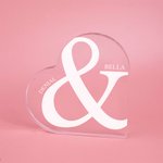 Personalized Heart-Shaped Acrylic Plaque with & and Two Names Anniversary Gift for Couple