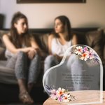 Targa personalizzata in acrilico a forma di cuore con testi e fiori Regalo di compleanno anniversario per la famiglia sorella