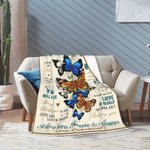 Personalized I Love You Forever and Always Butterfly Family Soft Fleece Blanket with Name Birthday Gift for Grandma Granddaughter