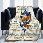 Personalized I Love You Forever and Always Butterfly Family Soft Fleece Blanket with Name Birthday Gift for Grandma Granddaughter