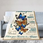 Personalized I Love You Forever and Always Butterfly Family Soft Fleece Blanket with Name Birthday Gift for Grandma Granddaughter